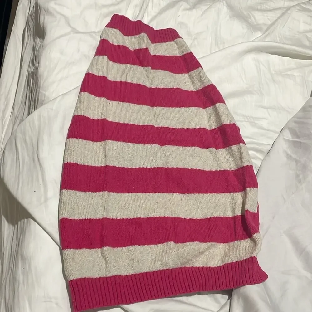 Land’s end xl pink white cotton nylon wool dog sweater in euc like new